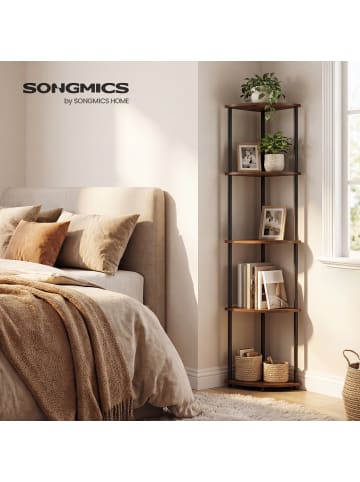 SONGMICS HOME Eckregal Braylin in Vintagebraun - (B)27 x (H)139 x (T)38.3 cm