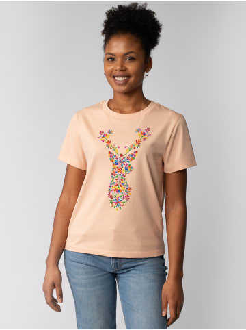wat? Apparel T-Shirt Floral Deer in Fraiche Peche