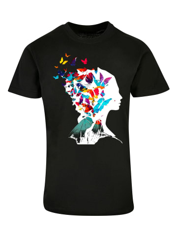 F4NT4STIC T-Shirt Schmetterling Silhouette TEE UNISEX in schwarz