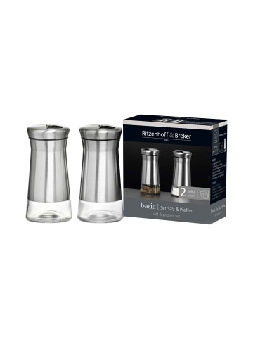 Ritzenhoff & Breker 2er Set Salz- & Pfefferstreuer Basic 120 ml transparent-silber in transparent-silber