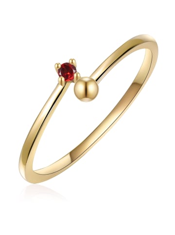 Glanzstücke München Ring aus Sterling Silber mit Granat in gelbgold