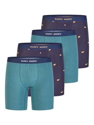 Happy Shorts Boxer Jersey Long in türkis, navy