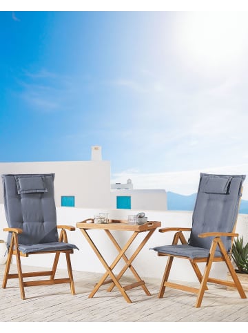 Beliani 2er-Set Gartenstuhl JAVA in Braun/Blau