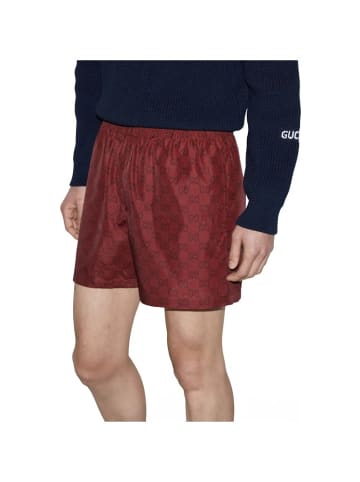 Gucci Badehose GG Logo Print Rot