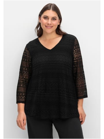 sheego Spitzenshirt in schwarz