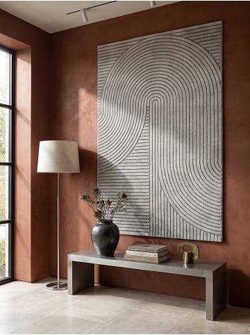 KADIMA DESIGN Kurzflorteppich mit 3D-Relief-Bogenmuster und festem Jute-Rücken in Grau