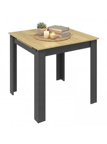 VCM  Esstisch Küchentisch Pesoli ausziehbar 80-120 cm in Anthrazit / Honig-Eiche