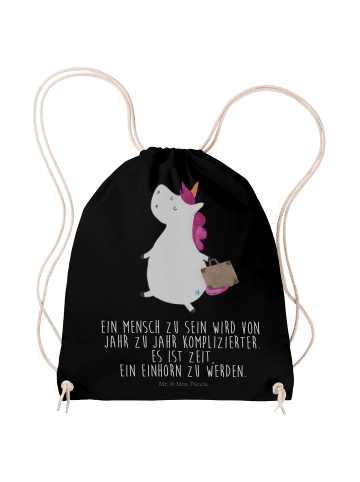Mr. & Mrs. Panda Beutelrucksack Einhorn Koffer mit Spruch in Schwarz