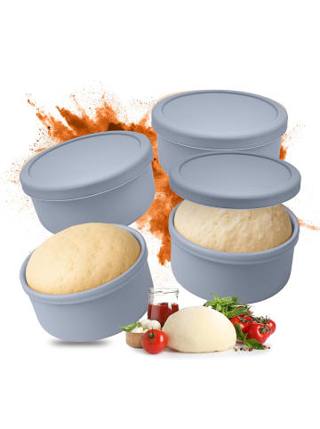 relaxdays 4 x Pizzaballenbox in Blau - (H)6,5 x Ø 14,5 cm