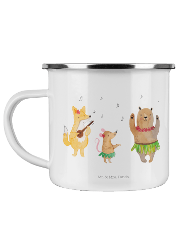 Mr. & Mrs. Panda Camping Emaille Tasse Waldtiere Aloha ohne Spruch in Weiß