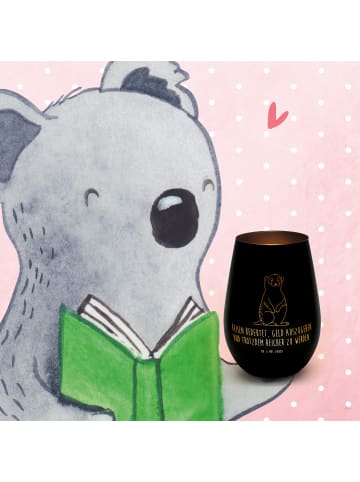 Mr. & Mrs. Panda Glas Windlicht Erdmännchen mit Spruch in Schwarz