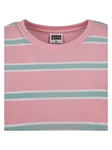 Urban Classics Urban Classics Damen Ladies Stripe Cropped Tee in girlypink/oceanblue