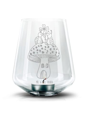 Mr. & Mrs. Panda Gravur Glas Marienkäfer Fliegenpilz ohne Spruch in Transparent