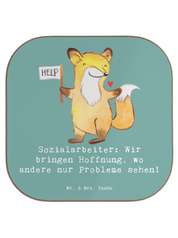 Mr. & Mrs. Panda Untersetzer Sozialarbeiterin Hoffnungsträger mi... in Meeresbrise