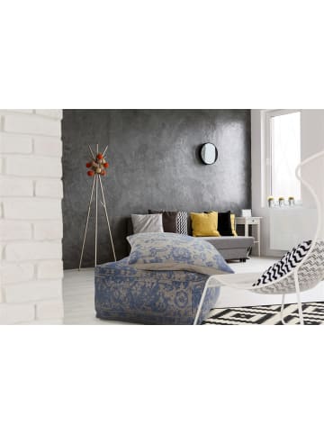 Kayoom Retro Sitzkissen Paramount Pouf & Cushion Set 80cm x 80cm in taupe - blau