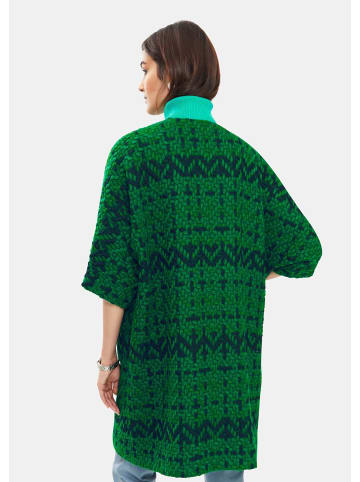MADELEINE Longjacke aus grob strukturiertem Multicolor-Jacquard in grün / multicolor