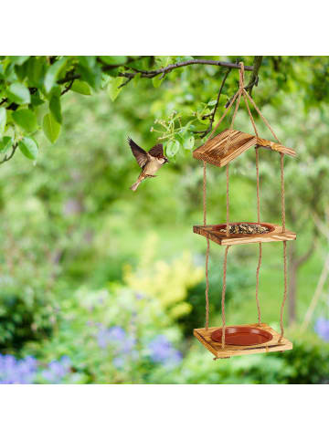 relaxdays Vogelfutterhaus in Natur - (B)20 x (H)73 x (T)20 cm
