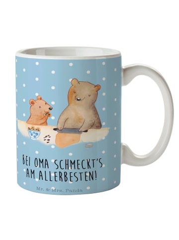 Mr. & Mrs. Panda Kaffeebecher Oma Backen mit Spruch in Blau Pastell