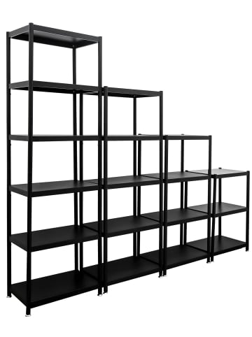 shelfr 4er Set Industrial Style Metallregal Genk mit 3-6 Ebenen in Schwarz