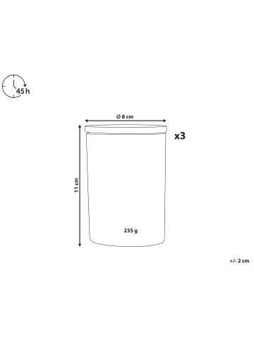 Beliani 3er-Set Kerze SIMPLICITY in Weiß/Braun