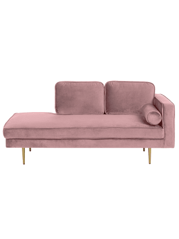 Beliani Chaiselongue MIRAMAS in Rosa/Gold - (W) 171 x (H) 63 x (L) 79 cm rechtsseitig