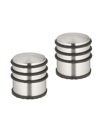relaxdays 2 x Türstopper in Silber/ Schwarz - (H)7,5 x Ø 7 cm