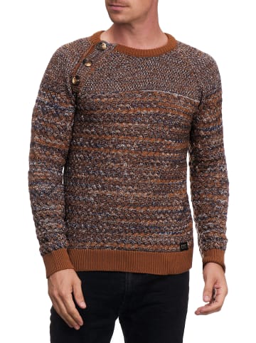 Rusty Neal Side Button-Placket Rundhals-Pullover in Camel