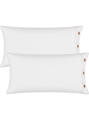 Erwin Müller Halbleinen, Leinen / Halbleinen Kissenbezug 2er-Pack Deggendorf in weiß