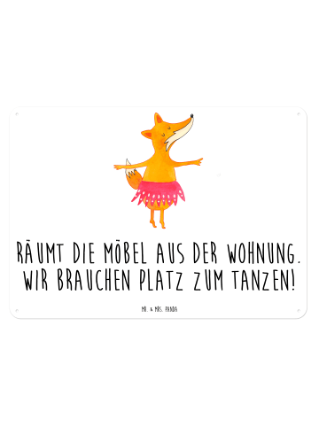 Mr. & Mrs. Panda Blechschild Mit Spruch Fuchs Ballerina mit Spruch in Weiß
