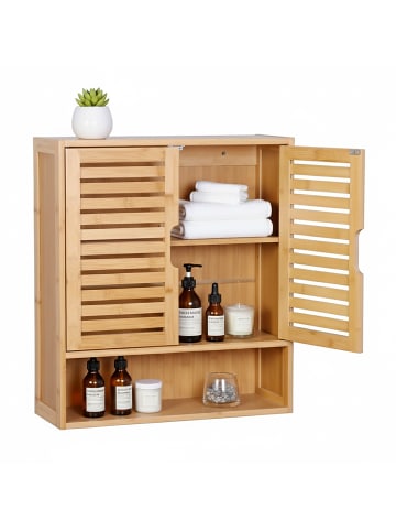 relaxdays Hängeschrank in Natur - (B)59 x (H)66 x (T)21 cm