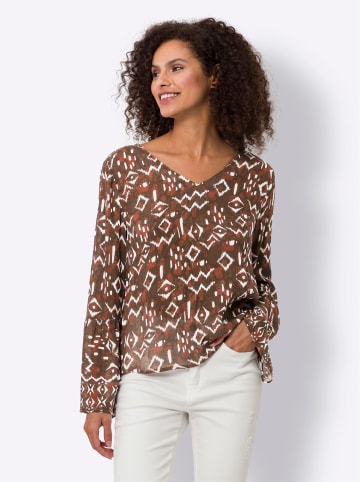 Heine Druckbluse in rotbraun-champagner-bedruckt