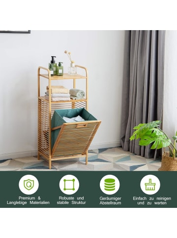 COSTWAY 2er Set 40 L Badregal mit Wäschekorb in Braun