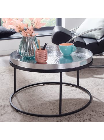 KADIMA DESIGN Couchtisch Hammerschlag Metall Sofatisch Aluminium Silber