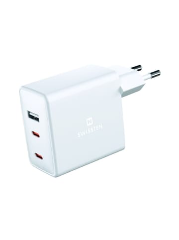 Swissten GaN Reiseladegerät USB-C 70W Schnell-Ladegerät in Schwarz