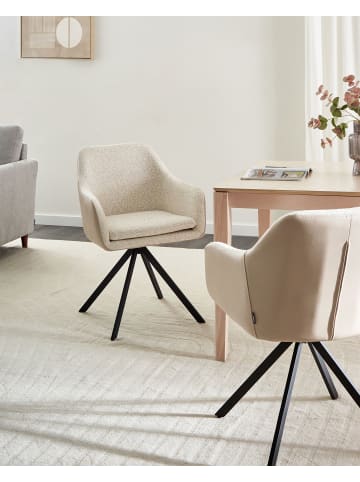 Beliani 2er-Set Esszimmerstuhl LITHIA in Beige/Schwarz