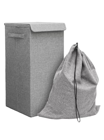 DuneDesign Wäschekorb Laundry Day mit Wäschesack in Hellgrau