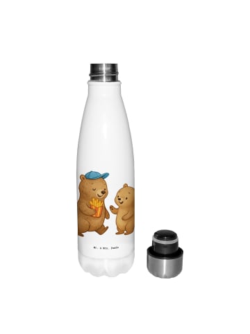 Mr. & Mrs. Panda Trinkflasche Bär Kind Pommes ohne Spruch in Weiß