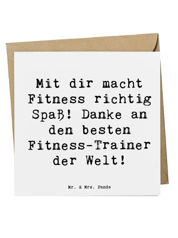 Mr. & Mrs. Panda Deluxe Karte Spruch Fitness-Trainer Dank mit Sp... in Weiß