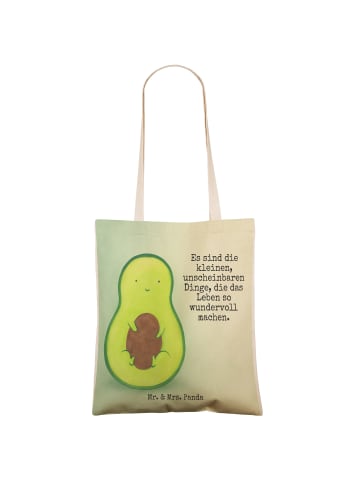 Mr. & Mrs. Panda Einkaufstasche Avocado Kern Design mit Spruch in Weiß
