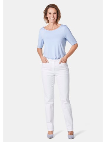 GOLDNER Kurzgröße:  Klassische Jeanshose mit Komfortbund in weiß