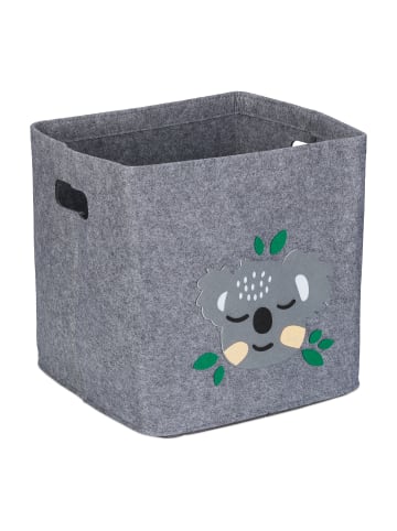 relaxdays Kinder-Aufbewahrungsbox "Koala" in Grau - (B)33 x (H)33 x (T)33 cm