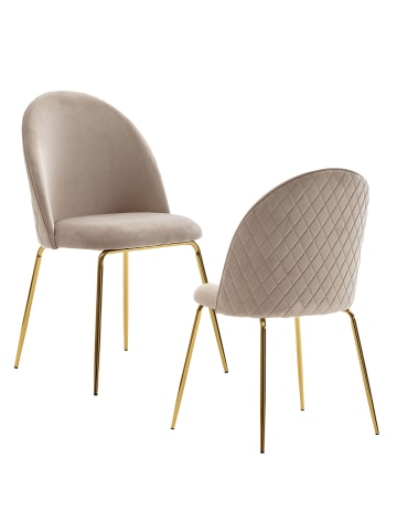 FineBuy Esszimmerstuhl in Beige / Samt / 53x50x87
