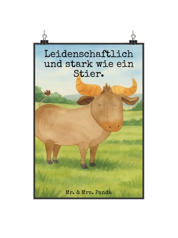 Mr. & Mrs. Panda Plakat Sternzeichen Stier Design mit Spruch in Weiß