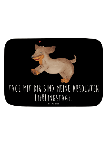 Mr. & Mrs. Panda Badematte Hund Dackel mit Spruch in Schwarz