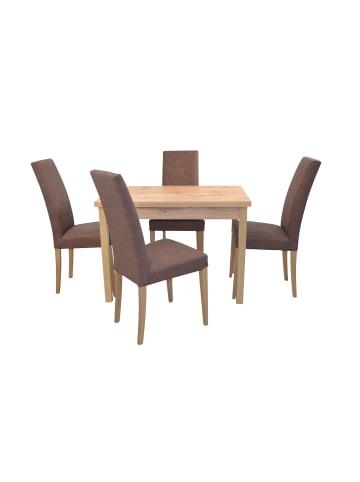 möbel-direkt 5tlg. Tischgruppe bestehend aus 4 Stühlen und 1 Esstisch in braun