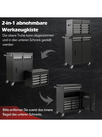 COSTWAY 2 in 1 Werkzeugwagen Abnehmbar in Schwarz