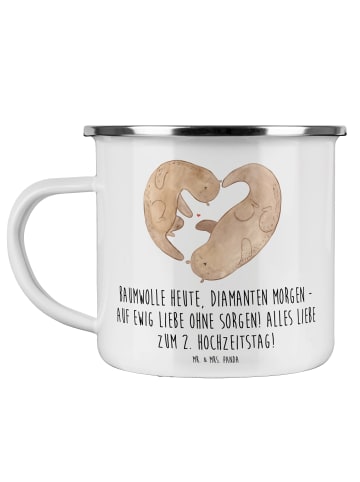 Mr. & Mrs. Panda Pott 2. Hochzeitstag Baumwollhochzeit mit Spruch in Weiß