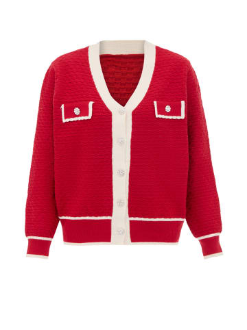 faina Cardigan in Rot Wollweiss