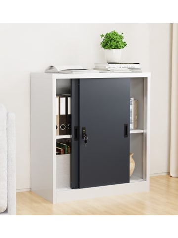 VCM  Büroschrank Stahlschrank abschließbar Malivo 2fach in Weiß / Anthrazit