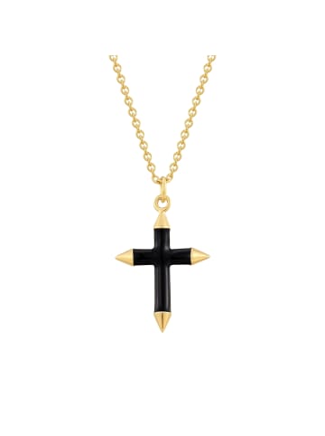 Glanzstücke München Halskette Kreuz aus Sterling Silber in gelbgold
